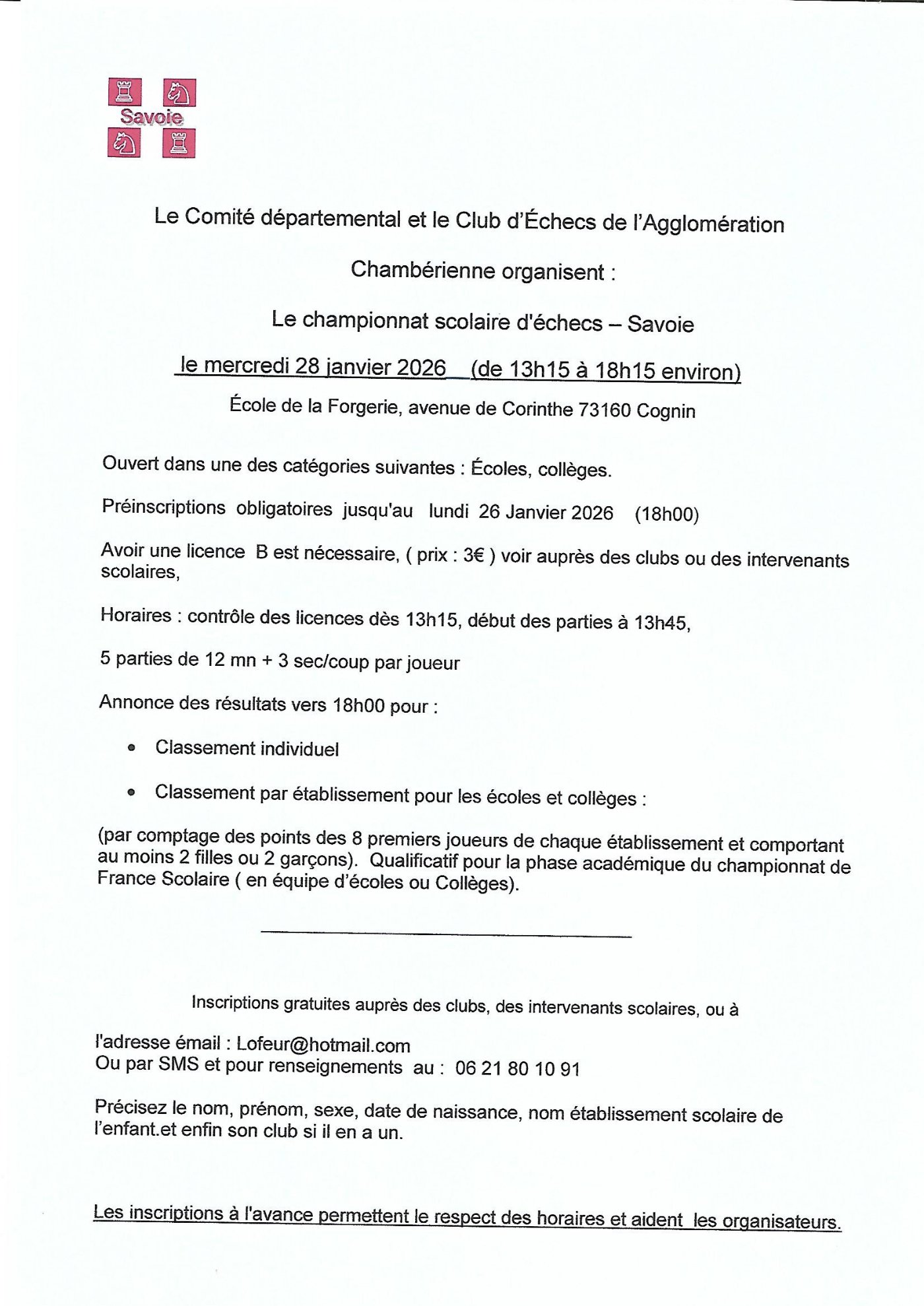 Pour les écoliers et les collégiens savoyards