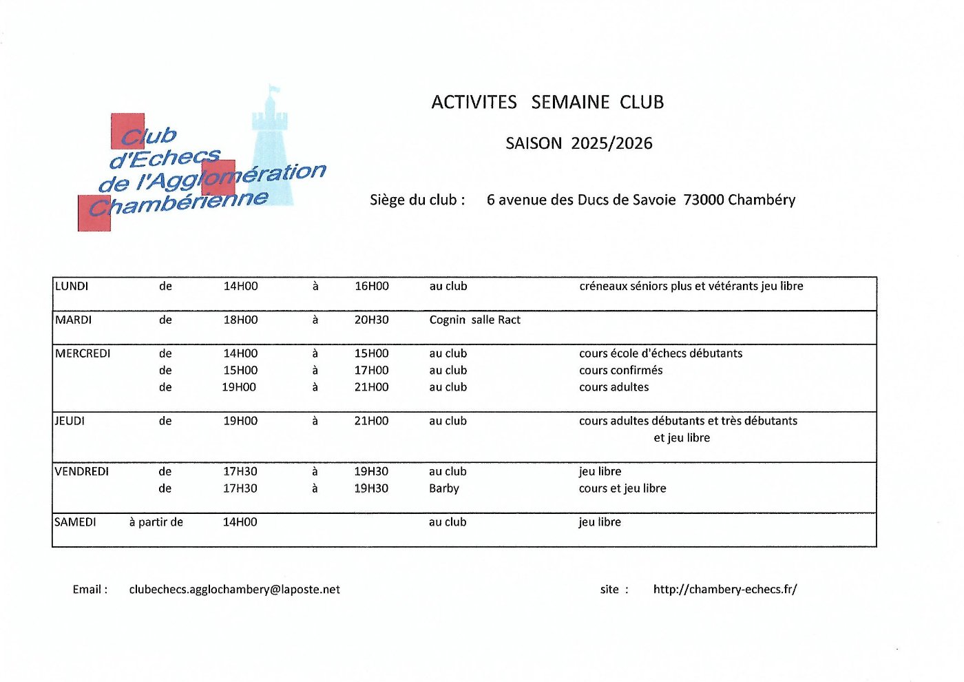 Saison 2025-2026 : documents de rentrée